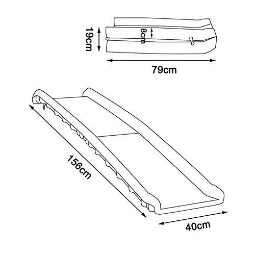 dibea DR00890 - Rampa Plegable de Plástico para Perros y su Coche, Ligero y Estable, con Recubrimiento Antideslizante, 156 x 40 cm