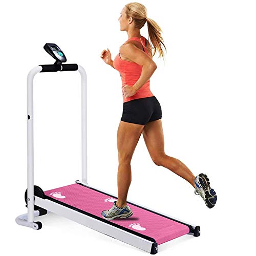 DIDIAN Cinta De Correr Manual,Plegable Máquina para Correr para Caminar,Entrenamiento para Caminar Y Correr,Mudo Correr Caminar-Rosa 35x18x43inch