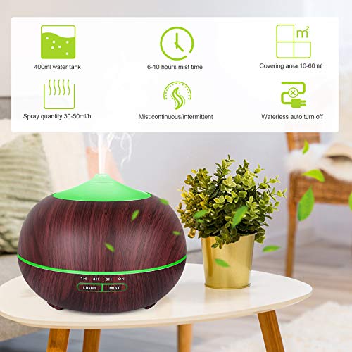 Difusor de aceite esencial de 400 ml Difusores de aromaterapia Humidificador de niebla fría con niebla ajustable Apagado automático sin agua para bebé Oficina en casa Yoga Difusor de aceite esencial de 400 ml Difusores de aromaterapia Humidificador de niebla fría con niebla ajustable Apagado automático sin agua para bebé Oficina en casa Yoga
