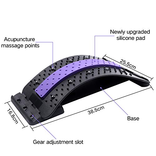 DigHealth Estiramiento de Espalda, Dispositivo de Camilla Lumbar, Masajeador de Espalda con Cuentas Magnéticas para Aliviar el Dolor de Espalda, 3 Niveles Ajustables Corrector de Postura