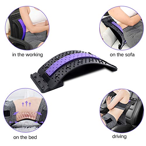 DigHealth Estiramiento de Espalda, Dispositivo de Camilla Lumbar, Masajeador de Espalda con Cuentas Magnéticas para Aliviar el Dolor de Espalda, 3 Niveles Ajustables Corrector de Postura