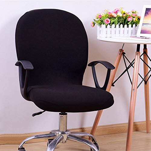 Dightyoho Funda para Silla de Oficina Elástica Universal, Cubierta de Silla de Escritorio de Ordenador Extraíble Lavable (Negro)