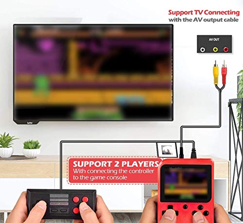DigitCont Consola de Juegos Portátil, 3 Pulgadas 500 Juegos Retro FC Game Player Consola de Juegos Clásica 1 Carga USB,Soporte Dos Jugadores ,Regalo de Cumpleaños para los Niños Padres Rojo