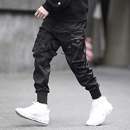 diirm Pantalones Cargo para Hombre Cintas Harem Joggers Pantalones de Hip Hop Harajuku Pantalones Deportivos