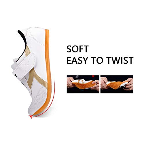 Dilwe Zapatos de Taekwondo Zapatos de Suela Suave de Cuero de PU para Ejercicio de Gimnasio Taichi Entrenamiento(35)