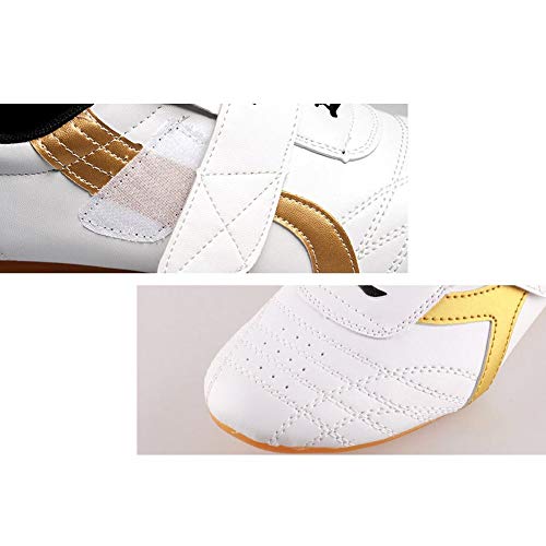 Dilwe Zapatos de Taekwondo Zapatos de Suela Suave de Cuero de PU para Ejercicio de Gimnasio Taichi Entrenamiento(37)