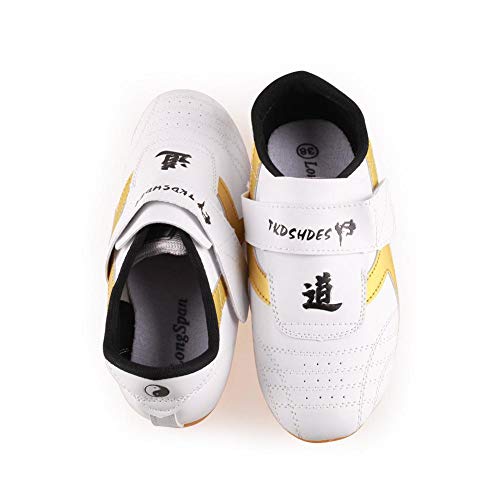 Dilwe Zapatos de Taekwondo Zapatos de Suela Suave de Cuero de PU para Ejercicio de Gimnasio Taichi Entrenamiento(37)