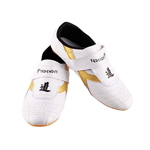 Dilwe Zapatos de Taekwondo Zapatos de Suela Suave de Cuero de PU para Ejercicio de Gimnasio Taichi Entrenamiento(37)