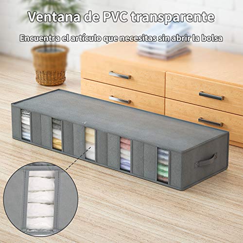 DIMJ Juego de 2 Bolsa de Almacenamiento de Ropa con Compartimiento Gran Capacidad Bajo la Cama Organizador de Edredones con Ventana Transparente para Edredones Mantas Ropa (Gris) DIMJ Juego de 2 Bolsa de Almacenamiento de Ropa con Compartimiento Gran Capacidad Bajo la Cama Organizador de Edredones con Ventana Transparente para Edredones Mantas Ropa (Gris)