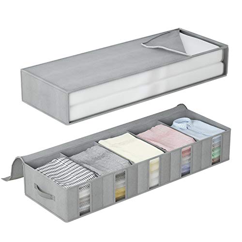 DIMJ Juego de 2 Bolsa de Almacenamiento de Ropa con Compartimiento Gran Capacidad Bajo la Cama Organizador de Edredones con Ventana Transparente para Edredones Mantas Ropa (Gris) DIMJ Juego de 2 Bolsa de Almacenamiento de Ropa con Compartimiento Gran Capacidad Bajo la Cama Organizador de Edredones con Ventana Transparente para Edredones Mantas Ropa (Gris)