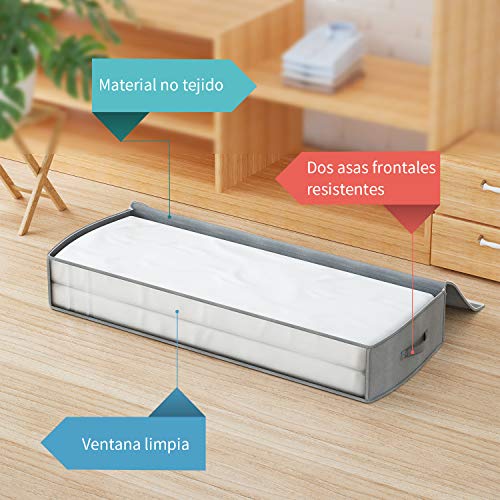 DIMJ Juego de 2 Bolsa de Almacenamiento de Ropa con Compartimiento Gran Capacidad Bajo la Cama Organizador de Edredones con Ventana Transparente para Edredones Mantas Ropa (Gris) DIMJ Juego de 2 Bolsa de Almacenamiento de Ropa con Compartimiento Gran Capacidad Bajo la Cama Organizador de Edredones con Ventana Transparente para Edredones Mantas Ropa (Gris)