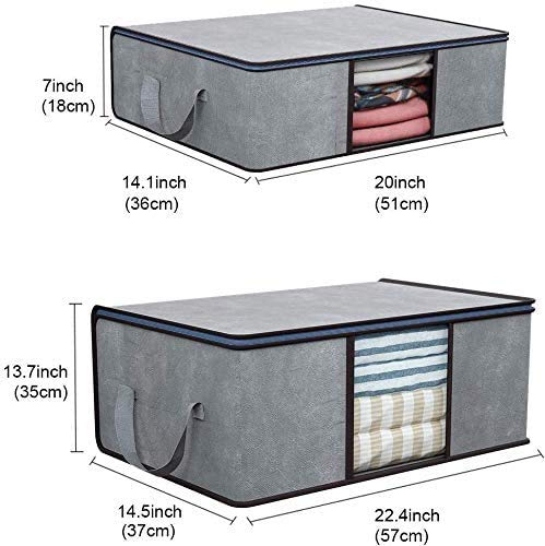 DIMJ Juego de 3 Bolsa de Almacenamiento de Ropa Gran Capacidad Bajo la Cama Organizador de Edredones con Ventana Transparente para Edredones Mantas Ropa (Gris) DIMJ Juego de 3 Bolsa de Almacenamiento de Ropa Gran Capacidad Bajo la Cama Organizador de Edredones con Ventana Transparente para Edredones Mantas Ropa (Gris)