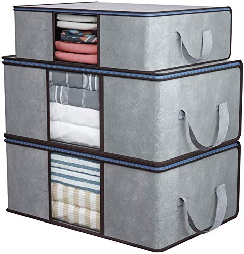 DIMJ Juego de 3 Bolsa de Almacenamiento de Ropa Gran Capacidad Bajo la Cama Organizador de Edredones con Ventana Transparente para Edredones Mantas Ropa (Gris) DIMJ Juego de 3 Bolsa de Almacenamiento de Ropa Gran Capacidad Bajo la Cama Organizador de Edredones con Ventana Transparente para Edredones Mantas Ropa (Gris)