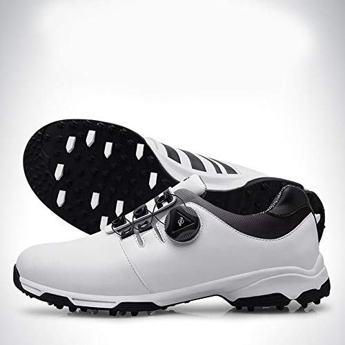 Dingziyue Zapatos de Golf, Calzado Hombre, rotando los Cordones, Zapatos Impermeables Resistentes al Desgaste (Color : Red, Size : 43)