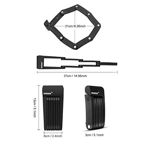 DINOKA Candado Bici Plegable, Cerradura de Bicicleta portátil de aleación de Acero de Alta Resistencia Seguridad antirrobo Cerradura de Bicicleta con Llaves y Montaje de Cerradura