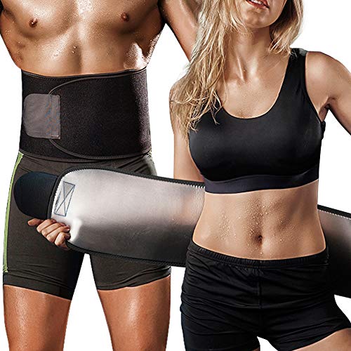 DINOKA Faja Reductora Adelgazante, Abdominal Cintura Adelgazante para Hombre y Mujer Adjustable Faja Lumbar Deportiva Acelerar la Pérdida de Peso,la Quema de Grasas,Efecto Sauna (Negro, L)