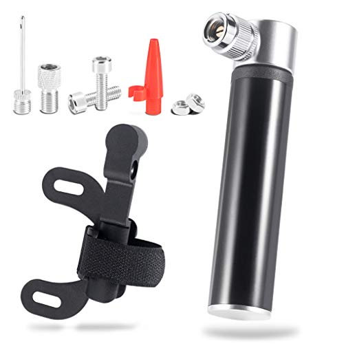 Dioxide Mini Bomba para Bicicleta, Portátil Bomba de Aire 120 PSI Alta Presión Se Adapta a Presta y Schrader Ideal para Bicicletas de Montaña/Moto/Pelotas