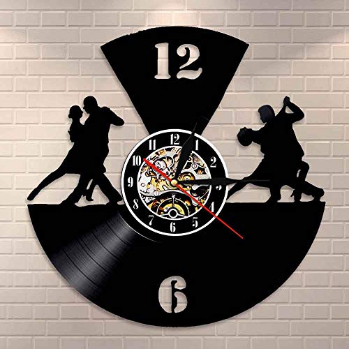 Disco de CD clásico Reloj de pared de baile de salón Pareja de baile Reloj de pared de disco de vinilo Decoración de pared romántica Reloj de decoración de baile social | Reloj disco de vinilo retro