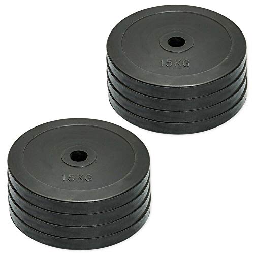 Discos de pesas olímpicos de MaxStrength de goma, para gimnasio o culturismo (5 cm, 15 kg) (personalizable), color negro, tamaño 15kg x 8 = 120