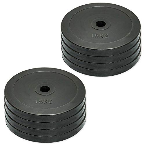 Discos de pesas olímpicos de MaxStrength de goma, para gimnasio o culturismo (5 cm, 15 kg) (personalizable), color negro, tamaño 15kg x 8 = 120 Discos de pesas olímpicos de MaxStrength de goma, para gimnasio o culturismo (5 cm, 15 kg) (personalizable), color negro, tamaño 15kg x 8 = 120