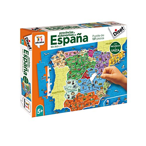 Diset- Provincias y Autonomías de España Puzzle Educativo, 137 Piezas, Multicolor (68942)