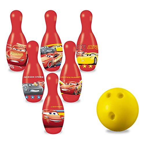 Disney Cars Cars Juego 6 Bolos 19 cm, Color Rojo (Mondo Toys 18821)