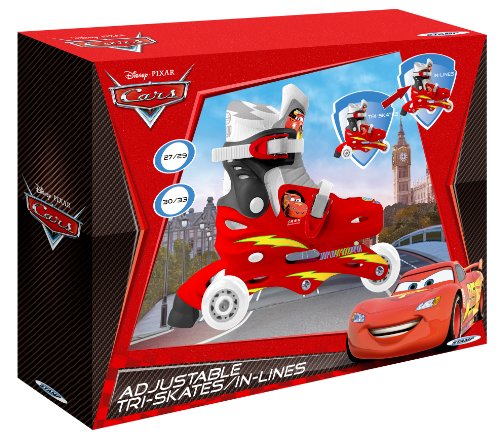 Disney J892301 Cars 2-Patines en línea con 3 Ruedas (Talla Ajustable 27-29), Color Rojo Disney J892301 Cars 2-Patines en línea con 3 Ruedas (Talla Ajustable 27-29), Color Rojo