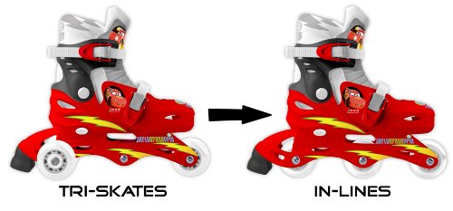 Disney J892301 Cars 2-Patines en línea con 3 Ruedas (Talla Ajustable 27-29), Color Rojo