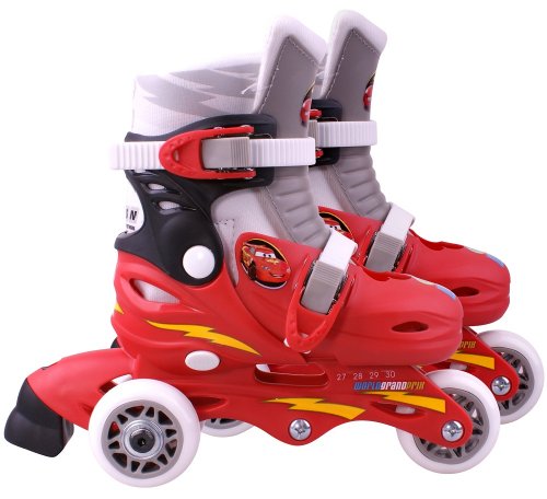 Disney J892301 Cars 2-Patines en línea con 3 Ruedas (Talla Ajustable 27-29), Color Rojo