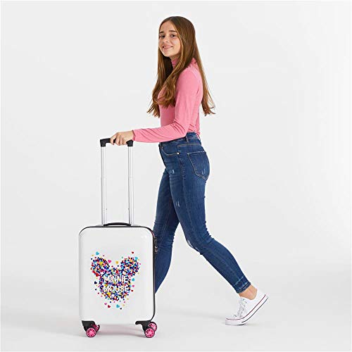 Disney Minnie Magic Maleta de cabina Blanco 37x55x20 cms Rígida ABS Cierre combinación 33L 2,8Kgs 4 Ruedas Dobles Equipaje de Mano