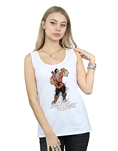 Disney Mujer Beauty and The Beast Gaston Biceps To Spare Camiseta Sin Mangas Blanco Small