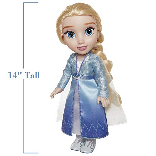 Disney muñeca Princesa Elsa con Vestido, Capa y Botas de Viaje de Frozen II, Toddler 35 cm