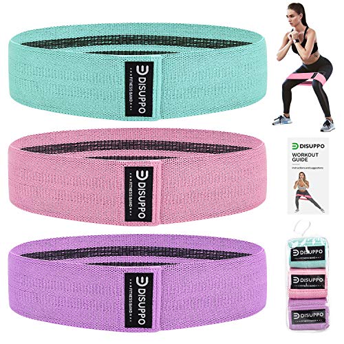 DISUPPO Bandas de Resistencia para Piernas y Trasero, Bandas de Entrenamiento de Cadera, Bandas Anchas de Ejercicio, Bandas Elásticas Antideslizantes para Yoga, Pilates (Verde Rosa Púrpura)