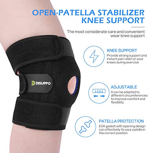 DISUPPO Soporte de rodillera, estabilizador de hueso abierto ajustable, para traumatismos deportivos, esguinces, artritis, recuperación de compresión de lesiones de ligamentos (Taglia unica) DISUPPO Soporte de rodillera, estabilizador de hueso abierto ajustable, para traumatismos deportivos, esguinces, artritis, recuperación de compresión de lesiones de ligamentos (Taglia unica)