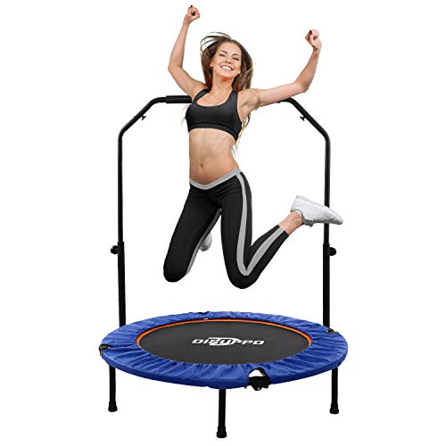 DISUPPO Trampolín Plegable, Mini trampolín reboteador de 40", trampolín de Ejercicio con pasamanos Ajustable para Interiores/jardín/Cardio-MAX Load 220lbs