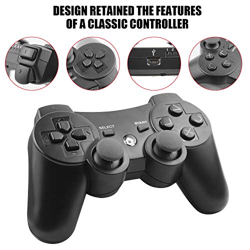 Diswoe Mando Inalámbrico para PS3 Controller Bluetooth con Función SIXAXIS y Doble Vibración, Wireless Rechargable Bluetooth Gamepad Remote Joystick Controller Gamepad para Sony PS3 Playstation 3 Diswoe Mando Inalámbrico para PS3 Controller Bluetooth con Función SIXAXIS y Doble Vibración, Wireless Rechargable Bluetooth Gamepad Remote Joystick Controller Gamepad para Sony PS3 Playstation 3