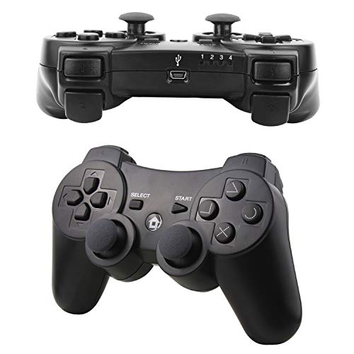 Diswoe Mando Inalámbrico para PS3 Controller Bluetooth con Función SIXAXIS y Doble Vibración, Wireless Rechargable Bluetooth Gamepad Remote Joystick Controller Gamepad para Sony PS3 Playstation 3 Diswoe Mando Inalámbrico para PS3 Controller Bluetooth con Función SIXAXIS y Doble Vibración, Wireless Rechargable Bluetooth Gamepad Remote Joystick Controller Gamepad para Sony PS3 Playstation 3