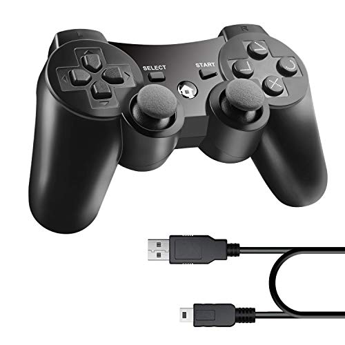Diswoe Mando Inalámbrico para PS3 Controller Bluetooth con Función SIXAXIS y Doble Vibración, Wireless Rechargable Bluetooth Gamepad Remote Joystick Controller Gamepad para Sony PS3 Playstation 3 Diswoe Mando Inalámbrico para PS3 Controller Bluetooth con Función SIXAXIS y Doble Vibración, Wireless Rechargable Bluetooth Gamepad Remote Joystick Controller Gamepad para Sony PS3 Playstation 3