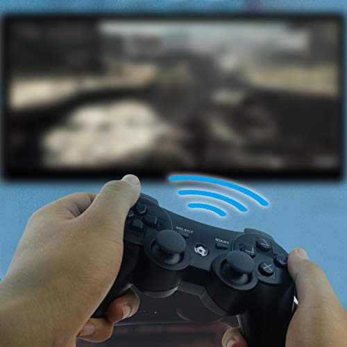 Diswoe Mando Inalámbrico para PS3 Controller Bluetooth con Función SIXAXIS y Doble Vibración, Wireless Rechargable Bluetooth Gamepad Remote Joystick Controller Gamepad para Sony PS3 Playstation 3