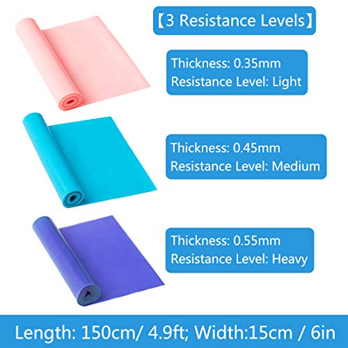 DIWUJI 3 Piezas Bandas Elásticas Fitness, 1.5M Bandas Elásticas Resistencia Ejercicio Set con 3 Niveles de Resistencia para Yoga, Pilates, Crossfit, Estiramiento de Fuerza