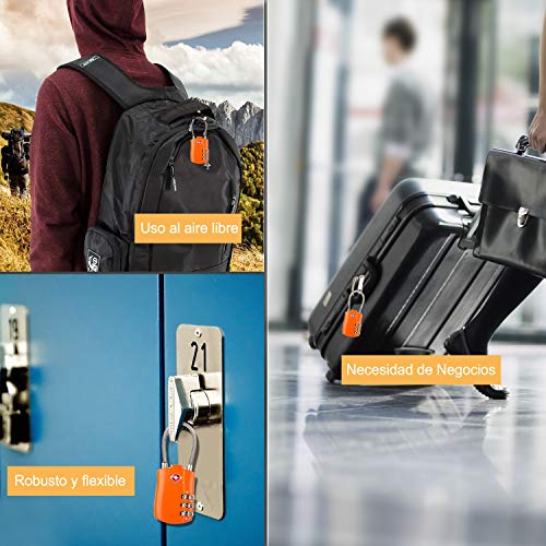 Diyife TSA Equipaje Locks, [2 Paquetes] 3 DíGitos Seguridad Candado, CombinacióN Candados, Bloqueo De CóDigo para Maletas Equipaje Viaje, Etc. (Naranja)