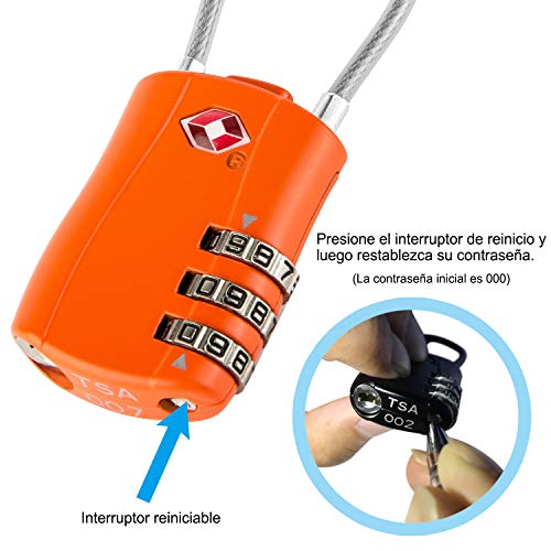 Diyife TSA Equipaje Locks, [2 Paquetes] 3 DíGitos Seguridad Candado, CombinacióN Candados, Bloqueo De CóDigo para Maletas Equipaje Viaje, Etc. (Naranja)