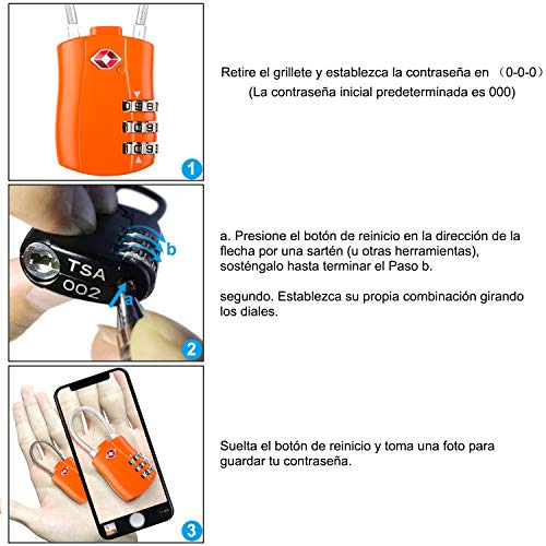 Diyife TSA Equipaje Locks, [2 Paquetes] 3 DíGitos Seguridad Candado, CombinacióN Candados, Bloqueo De CóDigo para Maletas Equipaje Viaje, Etc. (Naranja)