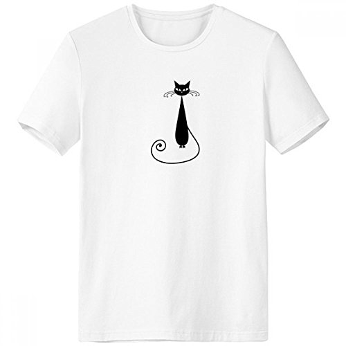 DIYthinker Animal Art Silueta Negro Amante del Gato de Halloween Escote de la Camiseta Blanca de Primavera y de Las Camisetas Regalo del Verano de Tagless la Comodidad del algodón Deportes - Multi -