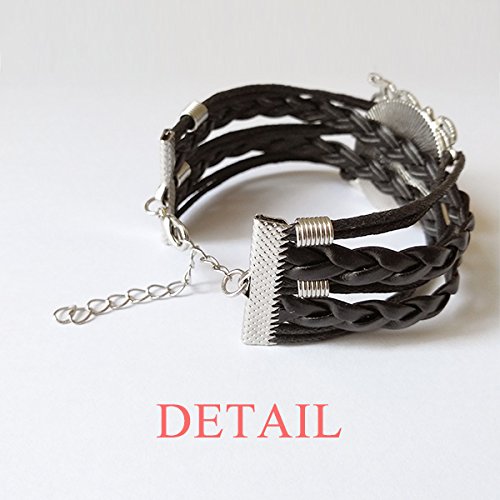 DIYthinker Pulsera de tres números romanos en color negro, con forma de silueta, accesorio de amor, cuerda trenzada para tejer, regalo