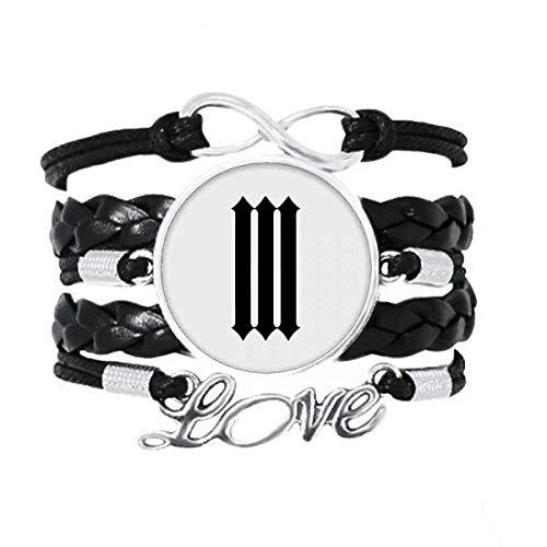 DIYthinker Pulsera de tres números romanos en color negro, con forma de silueta, accesorio de amor, cuerda trenzada para tejer, regalo