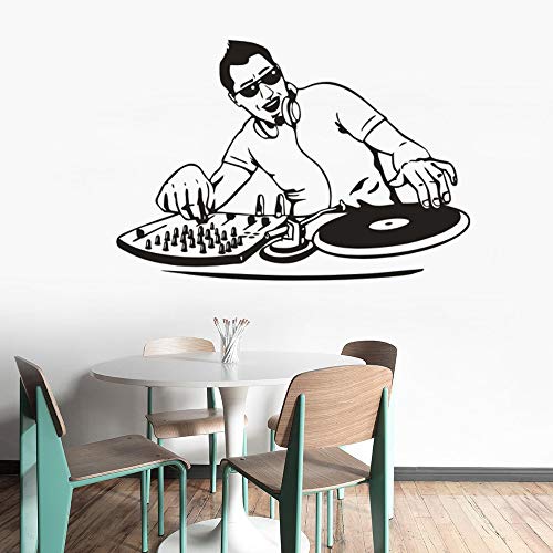 DJ Mixer Player Etiqueta de la pared Decoración de discoteca DJ Rock Music Player Vinilo Tatuajes de pared Cool Men Wall Poster Home Art Decoración Etiqueta de la pared A6 57x39cm