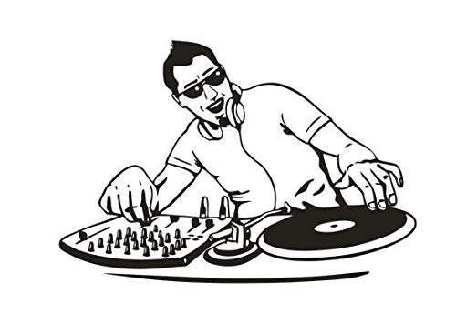 DJ Mixer Player Etiqueta de la pared Decoración de discoteca DJ Rock Music Player Vinilo Tatuajes de pared Cool Men Wall Poster Home Art Decoración Etiqueta de la pared A6 57x39cm