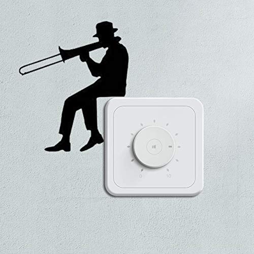 djryj Hombre Juego Trombón Silueta Interruptor Pegatina Música Vinilo Pared Pegatinas Decoración Hogar para Decoración Hogar - Negro 8x9 .5 CM