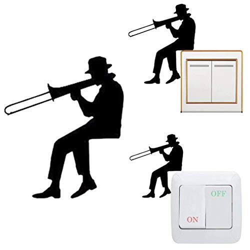 djryj Hombre Juego Trombón Silueta Interruptor Pegatina Música Vinilo Pared Pegatinas Decoración Hogar para Decoración Hogar - Negro 8x9 .5 CM djryj Hombre Juego Trombón Silueta Interruptor Pegatina Música Vinilo Pared Pegatinas Decoración Hogar para Decoración Hogar - Negro 8x9 .5 CM